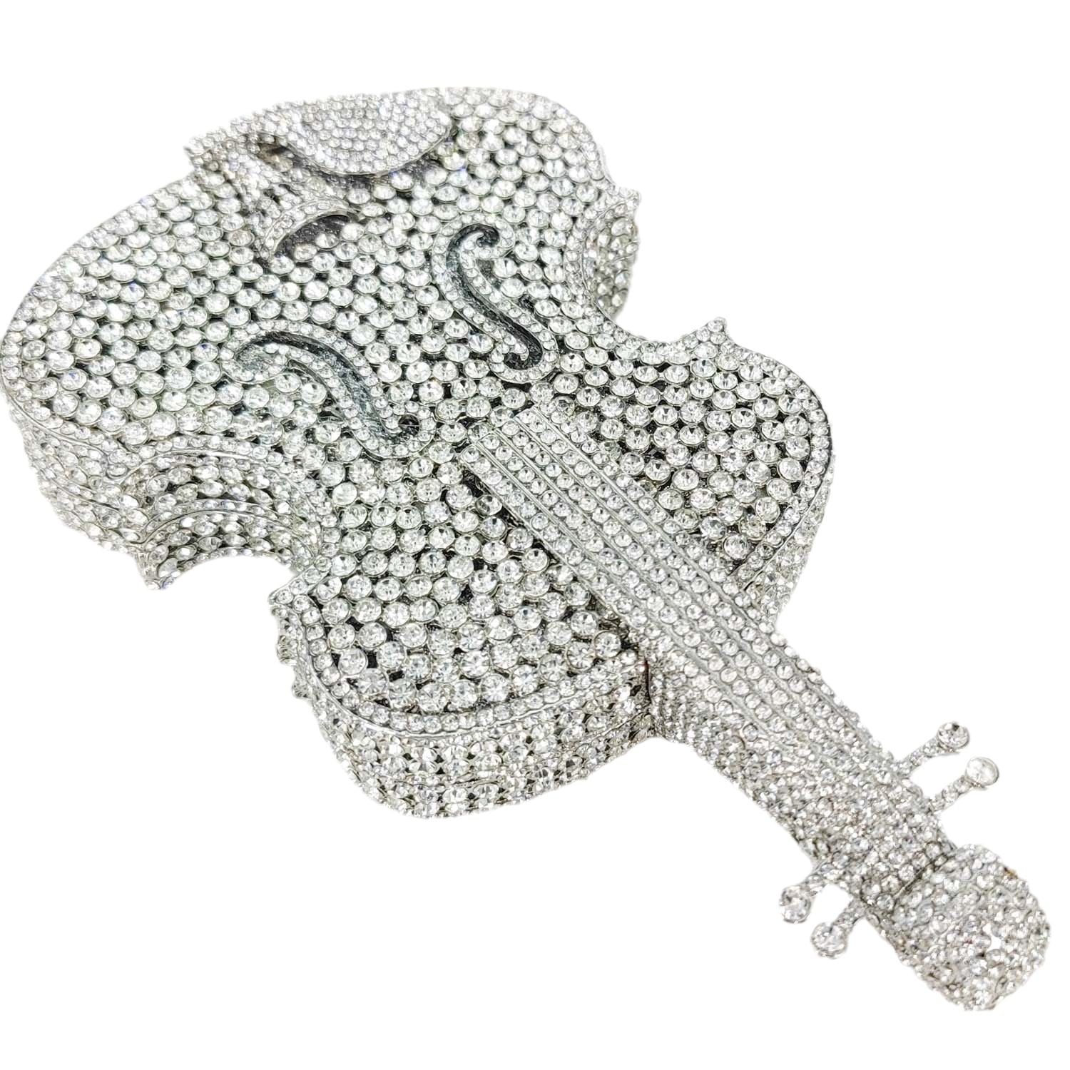 Violin Crystal Clutch Handbag