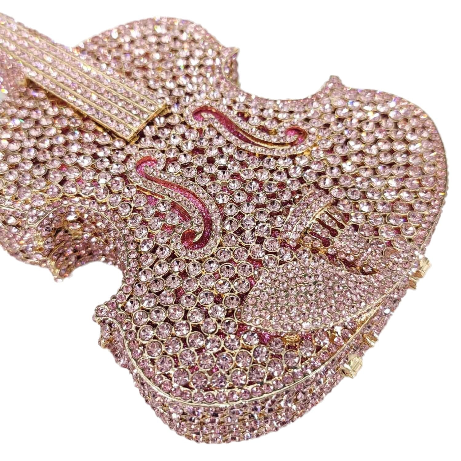 Violin Crystal Clutch Handbag