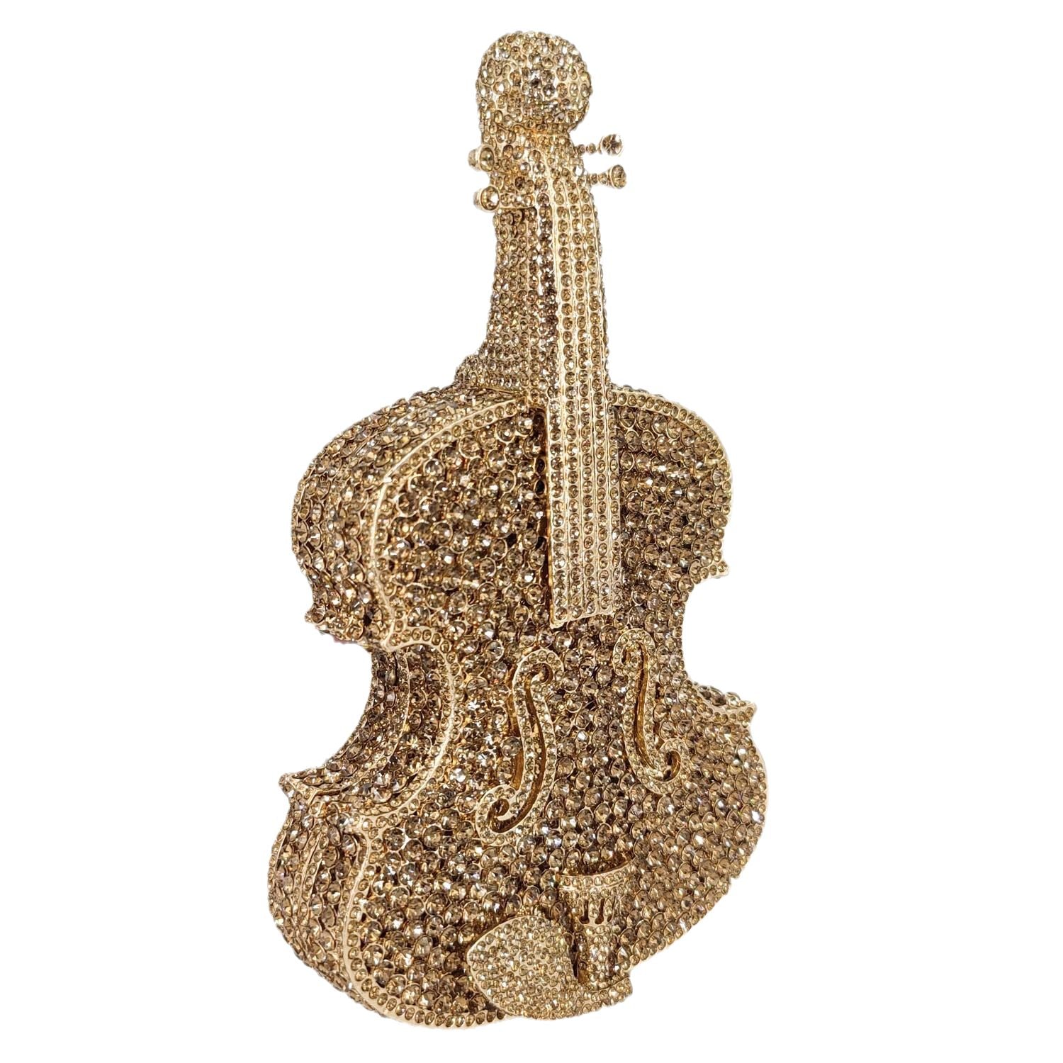 Violin Crystal Clutch Handbag