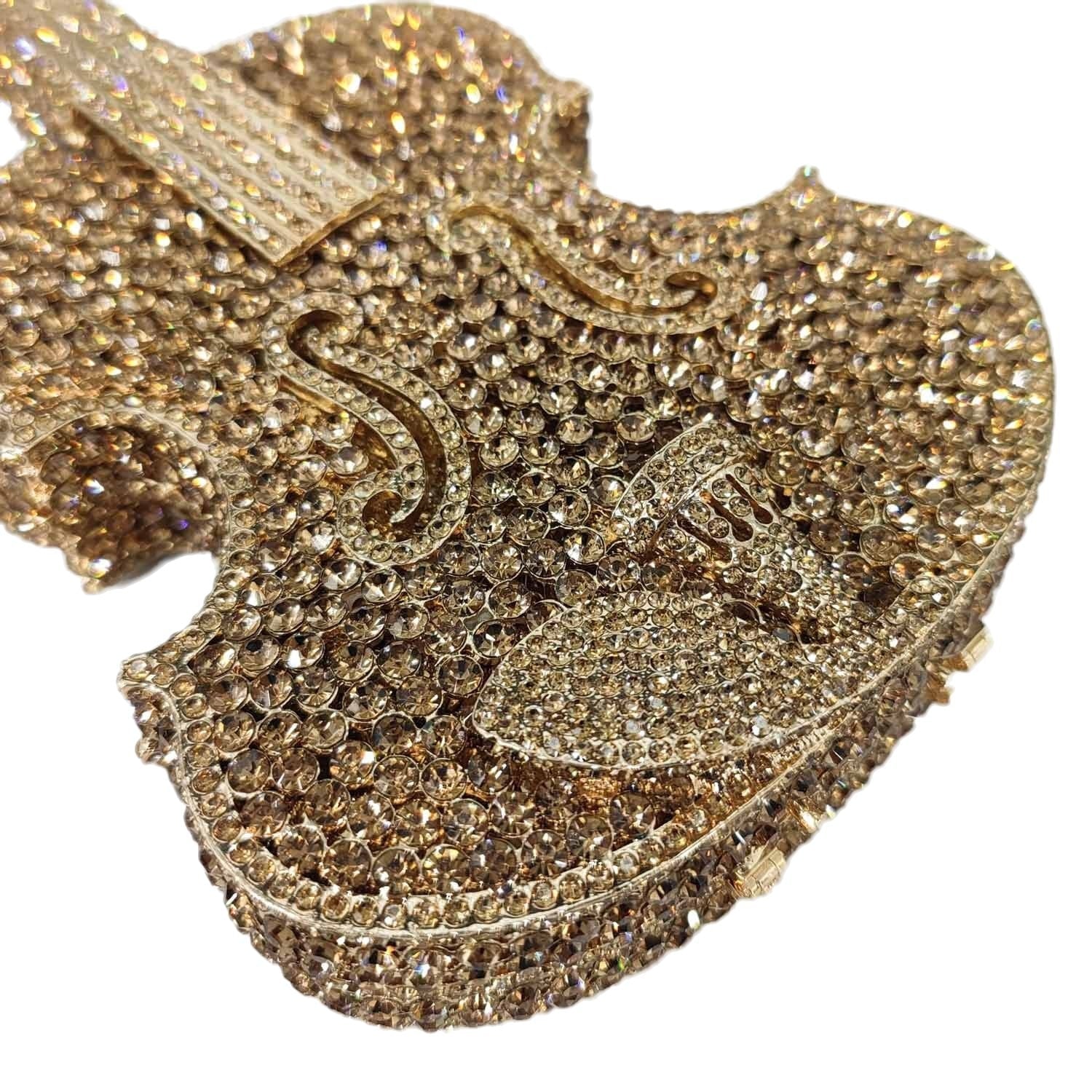 Violin Crystal Clutch Handbag