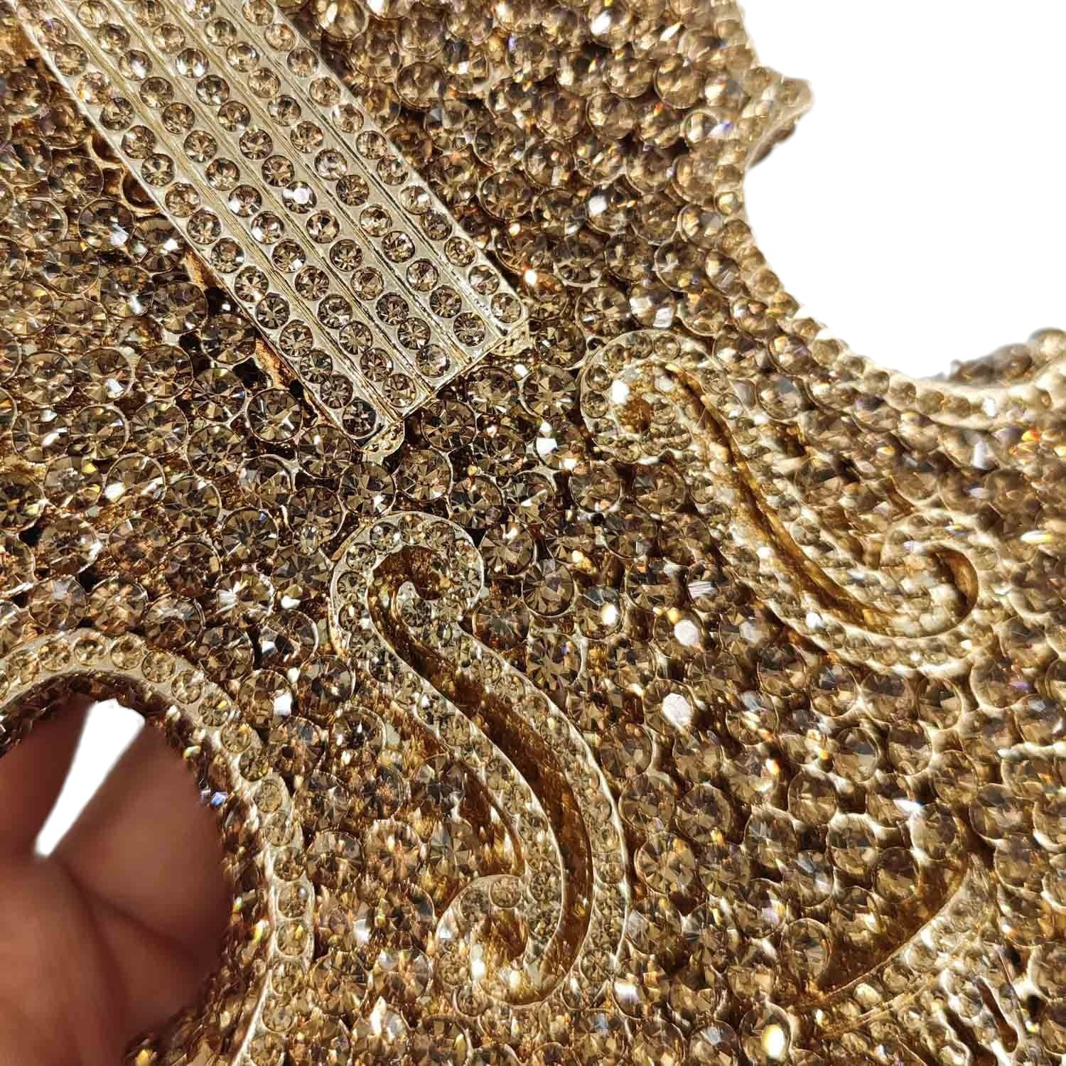 Violin Crystal Clutch Handbag