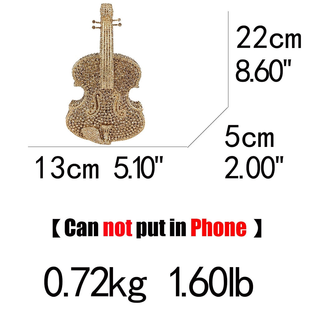 Violin Crystal Clutch Handbag