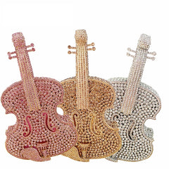 Violin Crystal Clutch Handbag
