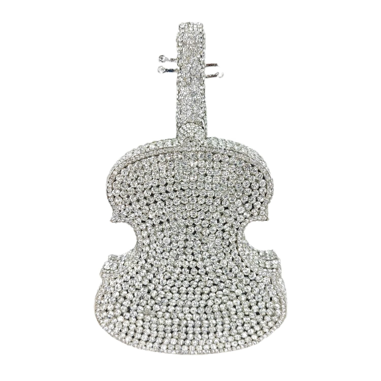 Violin Crystal Clutch Handbag