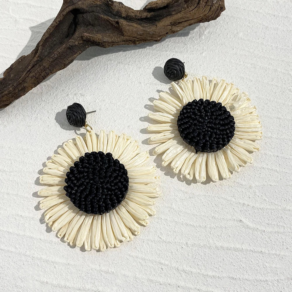 Woven Raffia Dangle Earrings