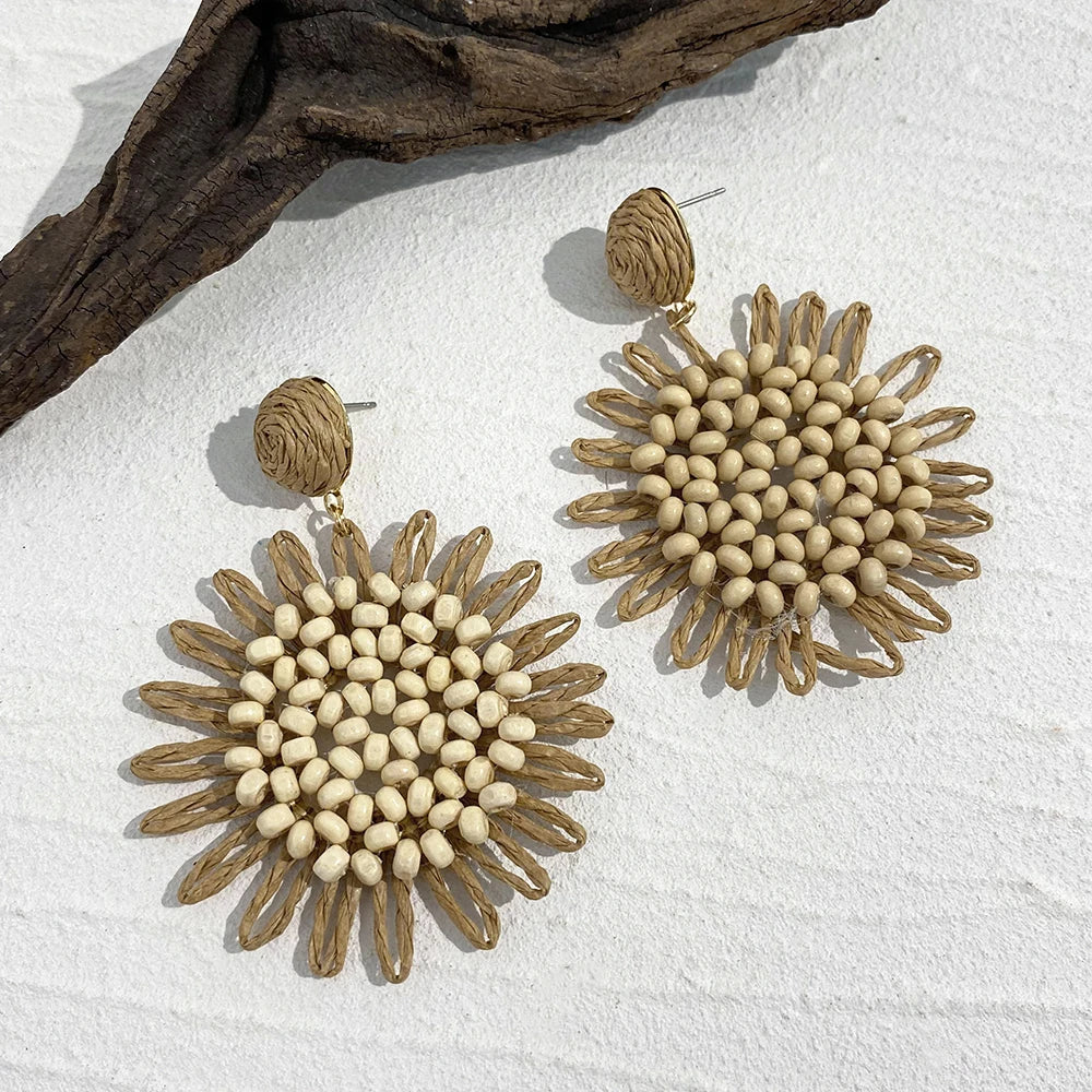 Woven Raffia Dangle Earrings