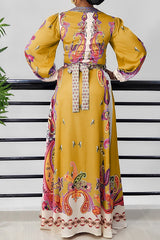 Printed V-Neck Swing Maxi Dress