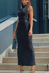 Sleeveless Cutout Bubble Maxi Dress