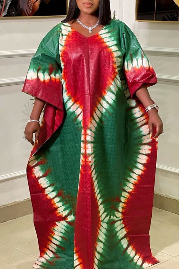 Printed Loose Temperament Plus Size Maxi Dress