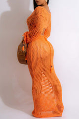 Beach Knit Deep V Neck Maxi Dress