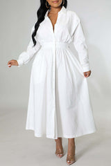 Micro Stretch Tunic Long Sleeve Shirt Midi Dress