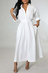 Micro Stretch Tunic Long Sleeve Shirt Midi Dress