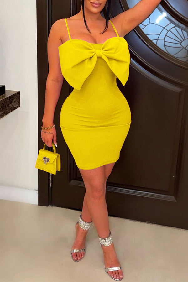 Bow Sleeveless Sleeveless Mini Dress