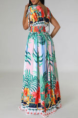 Casual Sleeveless French Print Maxi Dress