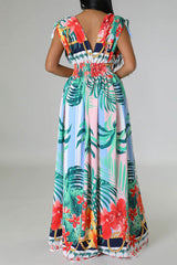 Casual Sleeveless French Print Maxi Dress