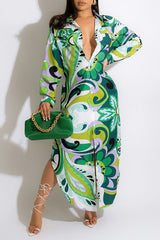 Resort Print Shirt Maxi Dress