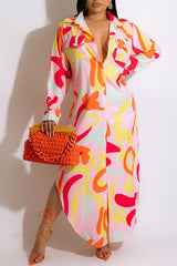 Resort Print Shirt Maxi Dress