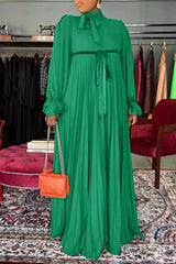 Solid Panel Pleated Maxi Dress