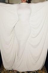 Glamorous Solid Color Batwing Sleeve Slim Fit Slash Neck Maxi Dress