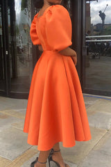Fashion Evening Dress Puff Sleeve Dress