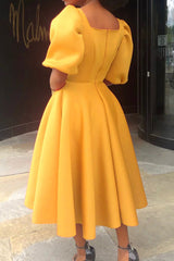 Fashion Evening Dress Puff Sleeve Dress