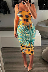 Fashion Print Sexy Sling Tight Hip Dress