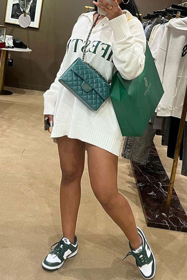 Sexy Alphabet Solid Sweater Dress