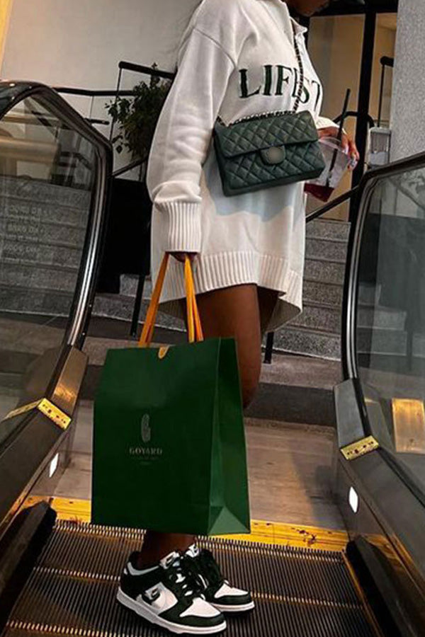 Sexy Alphabet Solid Sweater Dress