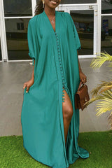 Fashion Loose Solid Color Slit Dress