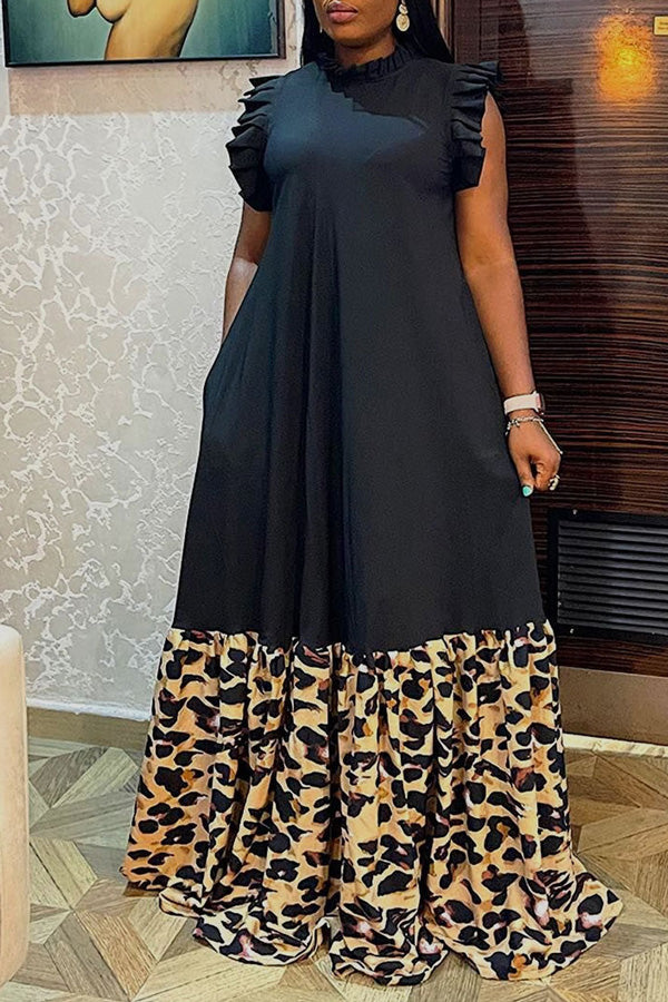 Sexy Plus Size Panelled Leopard Print Dress