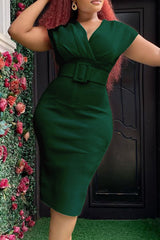 Fashionable New V-neck Waist Temperament Commuter Dress