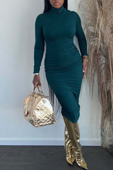 New Solid Color Ribbed Casual Fashion Dress