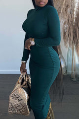 New Solid Color Ribbed Casual Fashion Dress