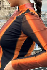 Fashion Stand Collar Long Sleeve Irregular Fashion Print High Waist Slim Fit Hip Dress