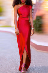 Sexy One Side Sleeve Slit Evening Dress