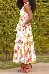 Trendy Half Turtleneck Floral Print Dress