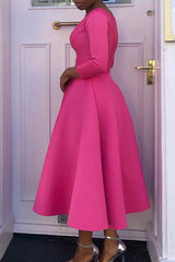 Fashion Solid Color Large Swing Skirt Temperament Evening Dress