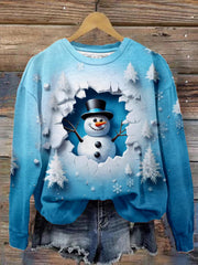 Top Hat Snowman Print Sweatshirt