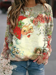 Merry Chrismas Print Crew Neck Sweatshirt