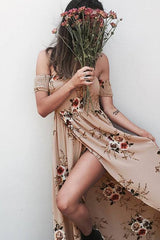 Off Shoulder Floral Beach Maxi Dress