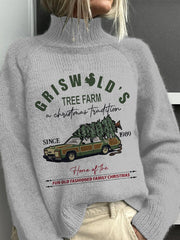 Womens Vintage Christmas Knitted Turtleneck Sweater