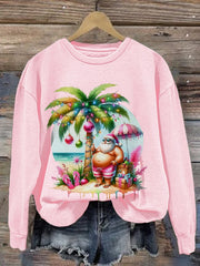 Santa Flamingo Print Sweatshirt