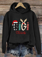 Casual Gigi Claus Printed Long Sleeve Sweatshirt