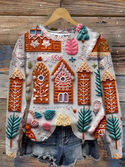 Christmas Gingerbread House Print Sweatshirt