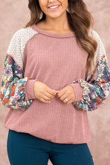 Floral Puff Sleeve Textured Blouse