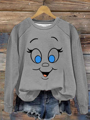 Christmas Cartoon Cindy Lou Who Face Print Sweatshirt