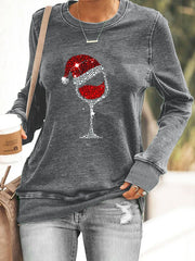 Women's Christmas Wine Glass Sweatshirt