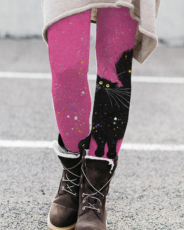 Women's Cute Black Cat Print Leggings