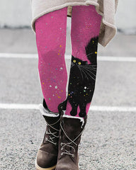 Women's Cute Black Cat Print Leggings