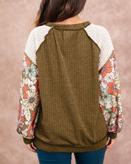 Floral Puff Sleeve Textured Blouse